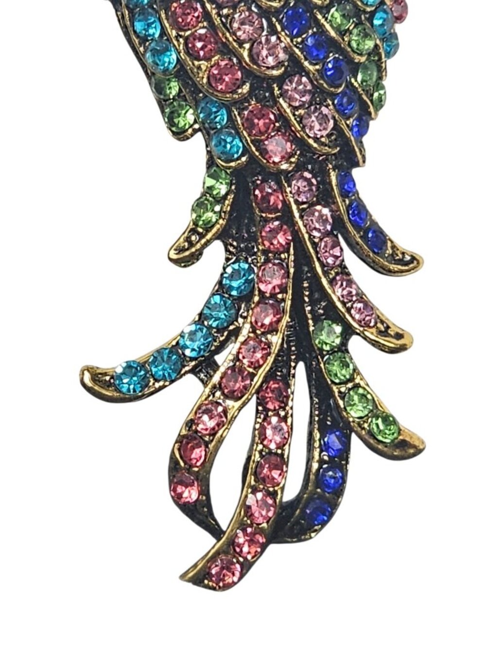 Colorful Rhinestone Parrot Bird Brooch Pin Costume Jewelry Retro VTG - Picture 5 of 6